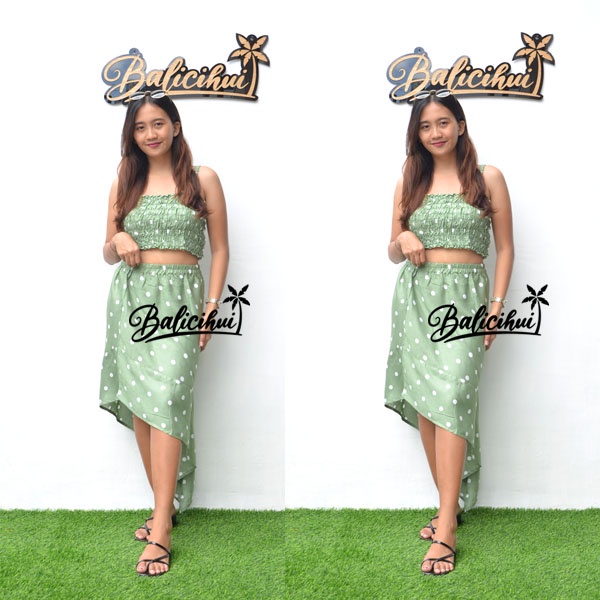 Balicihui Setelan Ariana Set Crop Top Wanita Set Crop Top