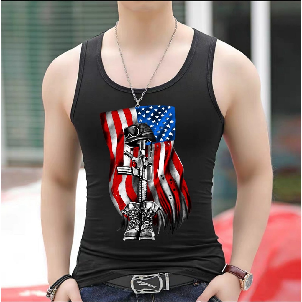 DS - SINGLET SPANDEX MOTIF AK47 / kaos cowok / kaos singlet / kaos dalem singlet cowok