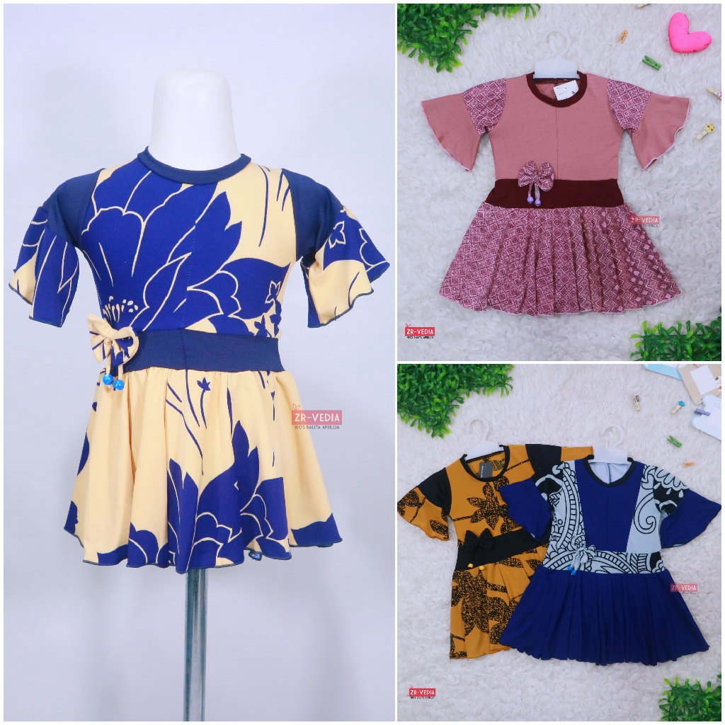 Baju Aurell uk Bayi - 6 Tahun / Dress Atasan Anak Perempuan Dres Harian Blouse Lengan Cutbray Batik