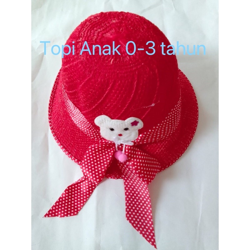 CAHAYA Topi pantai anak panda pita polkadot import T88