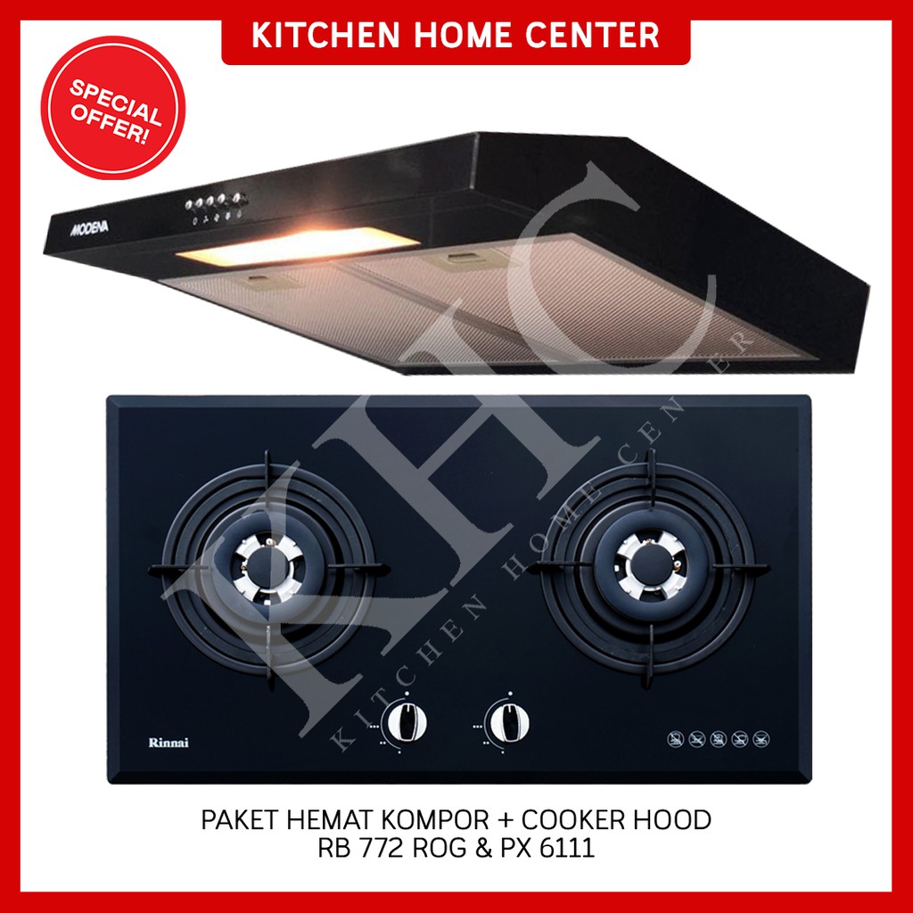 PAKET KOMPOR COOKER HOOD RINNAI MODENA RB 772 ROG + PX 6111