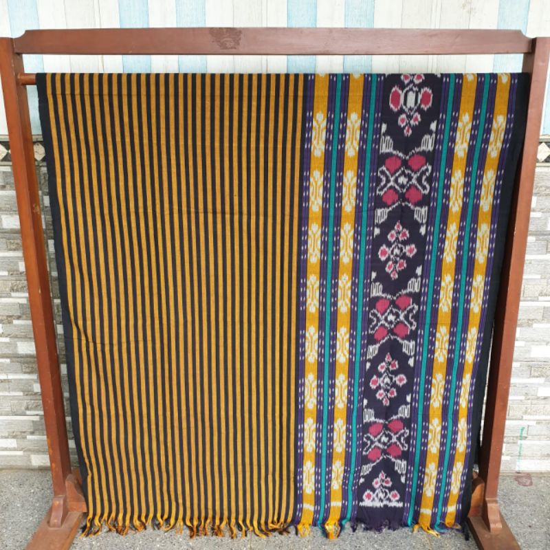 kain tenun mix lurik kuning salur mawar