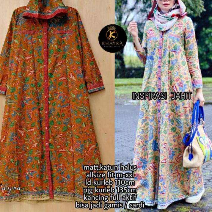 LANGSUNG ATC.. Long Hoodie Gamis 2in1 Cardi || ORI BERLABEL Khayra