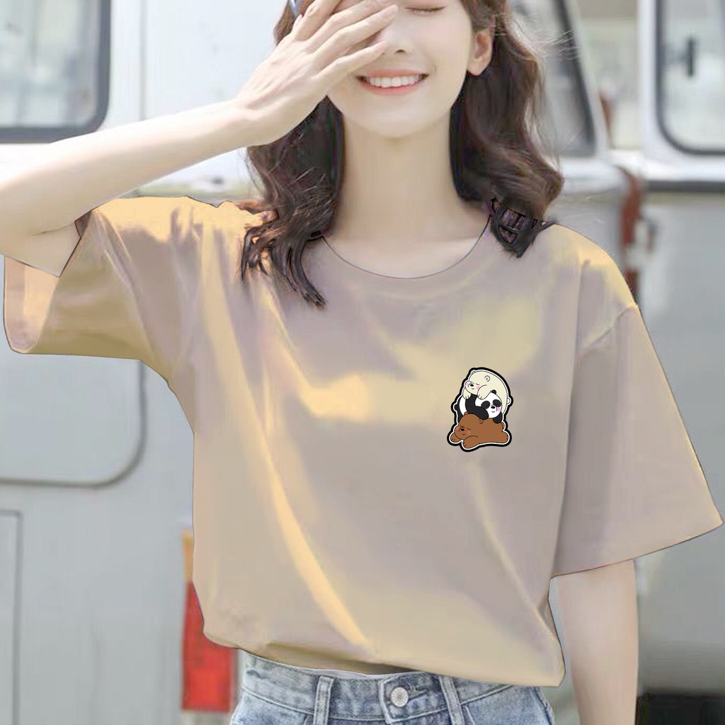 CALVIERO SHOP - BAJU KAOS ATASAN WANITA PRINT LOGO WE BAREBEARS