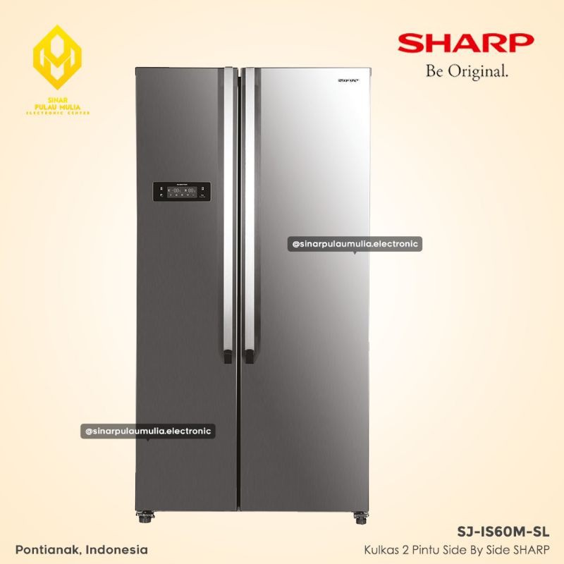 Sharp Kulkas 2 Pintu Side by Side 563 Liter Inverter - SJ-IS60M-SL / SJ IS 60 M SL
