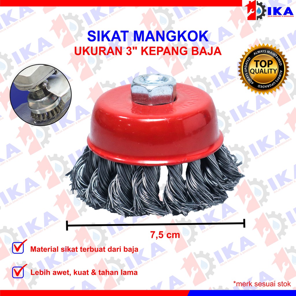 SIKAT KAWAT MANGKOK KUNINGAN 2,5&quot; 3&quot;  KUNING KEPANG / PEMBERSIH KARAT KERAK KOTORAN MENEMPEL