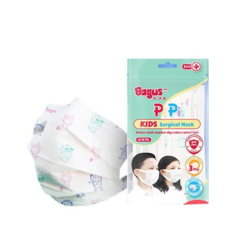 Bagus PiPi Kids Surgical Mask 5 pcs / Masker Medis Anak 3 Ply