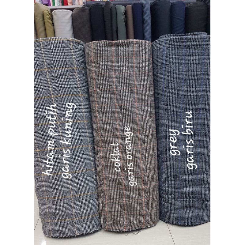 kain wool kotak kotak zara checks 0,5m ideal untuk celana/blazer