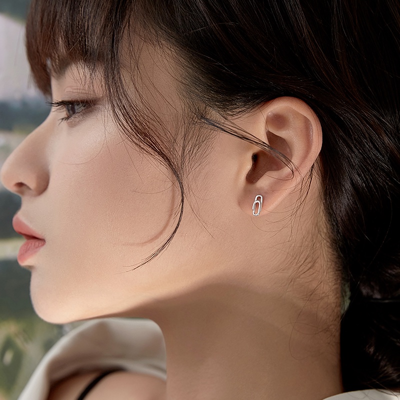 Papaozhu Ins Trendi s925 Perak Peniti Stud Anting Untuk Wanita Gadis Minimalis Hadiah Perhiasan
