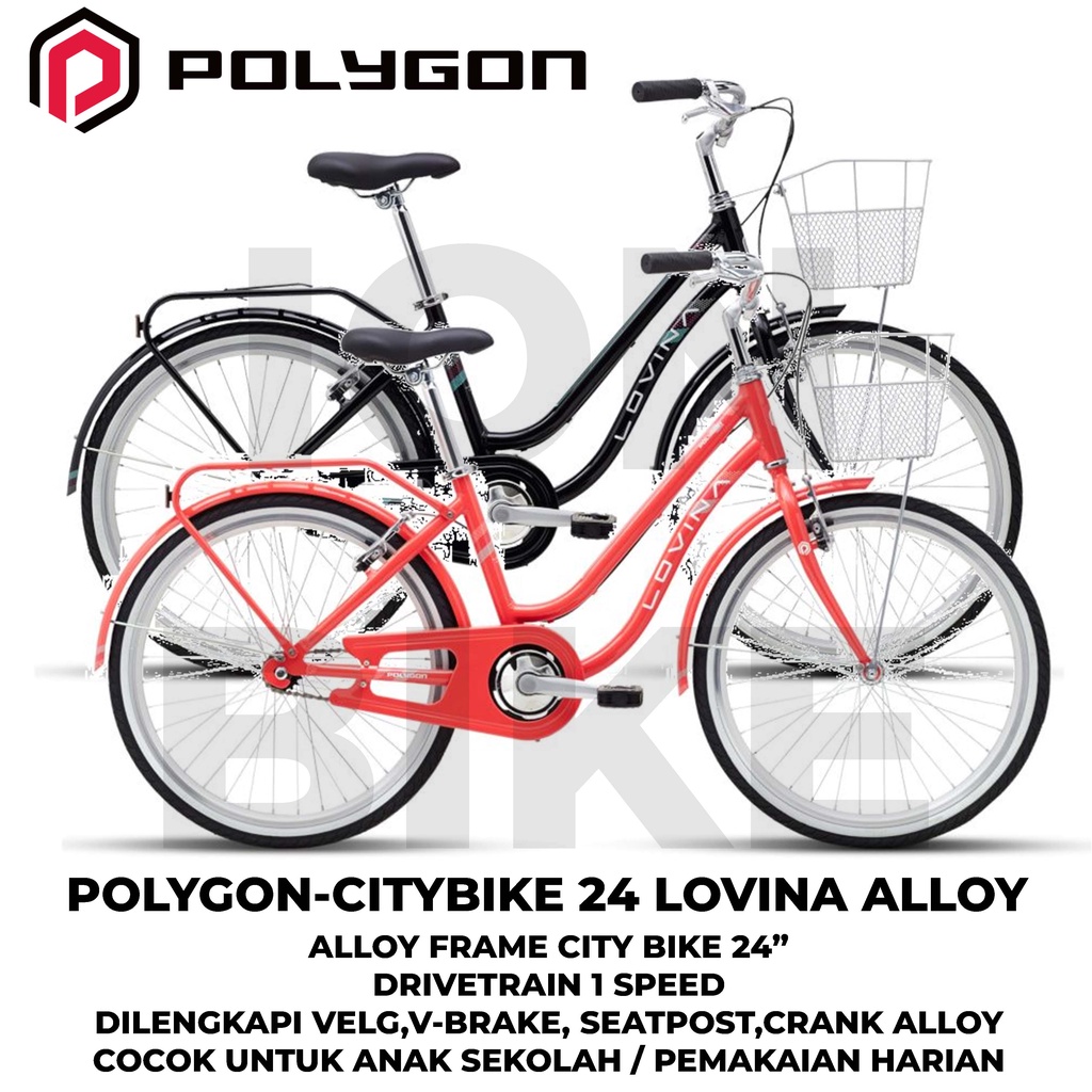 Sepeda Anak Mini 24 Inch Polygon Lovina Alloy Cewek Sekolah Allumunium Murah City Bike CTB Urban Com
