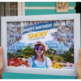 Desain Foto Mozaik cetak bingkai 21x30 cm kado ultah Desain Foto Mozaik cetak bingkai 21x30 cm kado ultah
