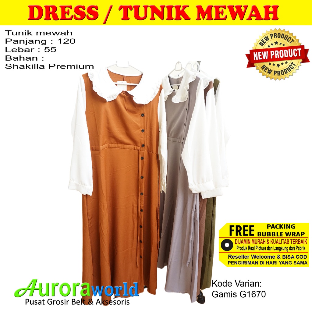 Auroraworld Gamis / Dress /  Baju GamisWanita Dewasa Muslimah Model Terbaru