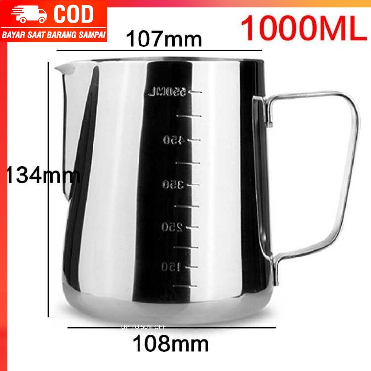 (100% BARANG ORI) One Two Cups Gelas Milk Jug Kopi Espresso Latte Art Stainless - ZM0078