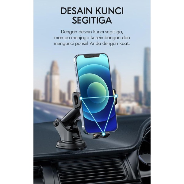 Vivan CHS10 Car Mount Phone Holder Automatic Lock Dashboard Kaca Depan