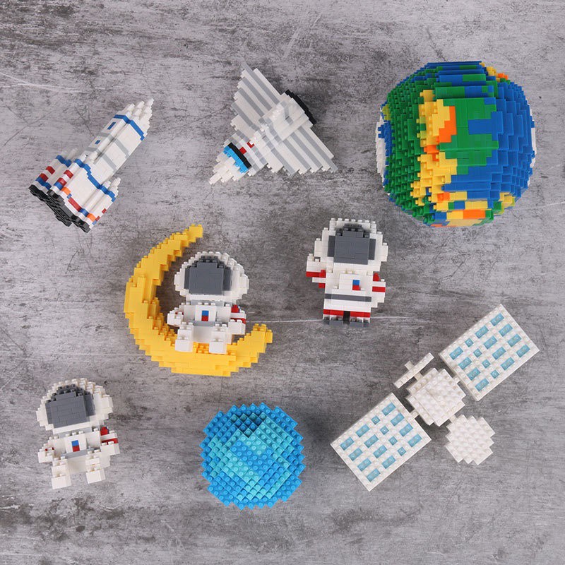 Astronot Blok Bangunan Berlian Partikel Kecil Miniatur Merakit Partikel Kecil Mainan Edukasi Blok Bangunan Antariksa Astronot Anak Mini 3D Model Puzzle