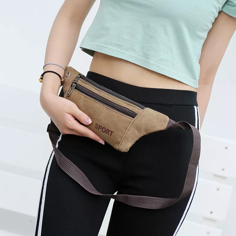 TAS PINGGANG WAISTBAG SPORT BAHAN KANVAS / TAS SELEMPANG SLING BAG PRIA WANITA MINI / WAISTBAG DENGAN BELT 306