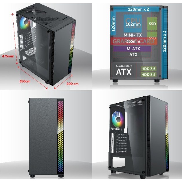 Casing PC Gaming Infinity Flash V4 Tempered Glass LED RGB