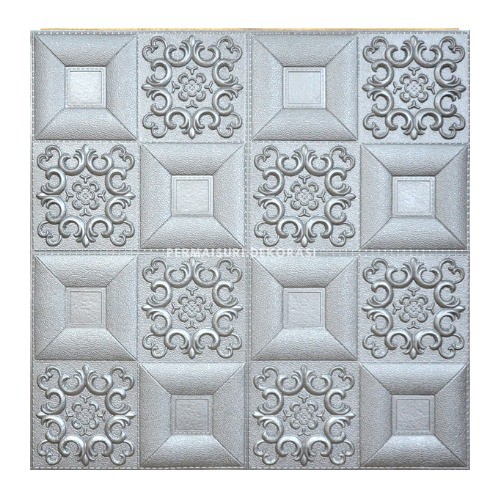 [BISA COD] Wallpaper Dinding Stiker Wallfoam 3D Sticker Dekorasi Kamar Rumah Murah Motif Batik-Abu - Abu