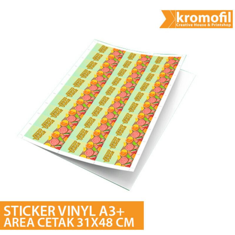

Cetak Sticker Label Produk Jualan Bahan Vynil Size A3+ Free DIY Cut | Kromofil Printing Jakarta