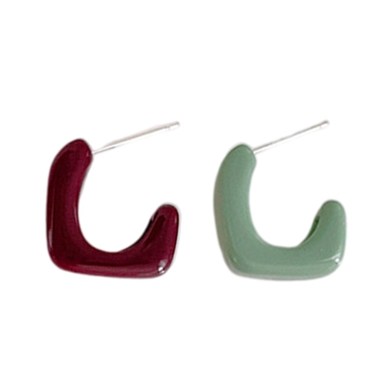 Anting Tusuk Bentuk Persegi Geometris Warna Permen Gaya Korea Untuk Wanita