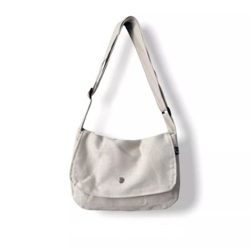 Sling Bag Tas Selempang Bahan Kanvas Cream medium