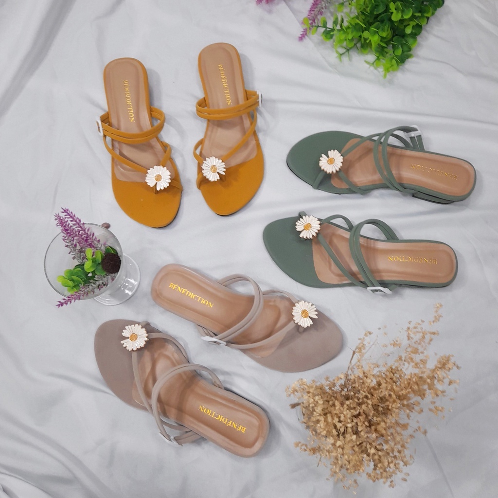 SANDAL HEELS ANAK SELOP KEKINIAN TERBARU SENDAL JEPIT BUNGA HEELS 3 CM PEREMPUAN 6 - 10 TAHUN