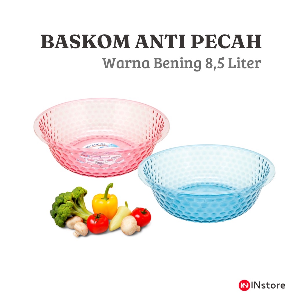 Baskom Anti Pecah Dotto / Baskom Warna Bening 8,5 Liter