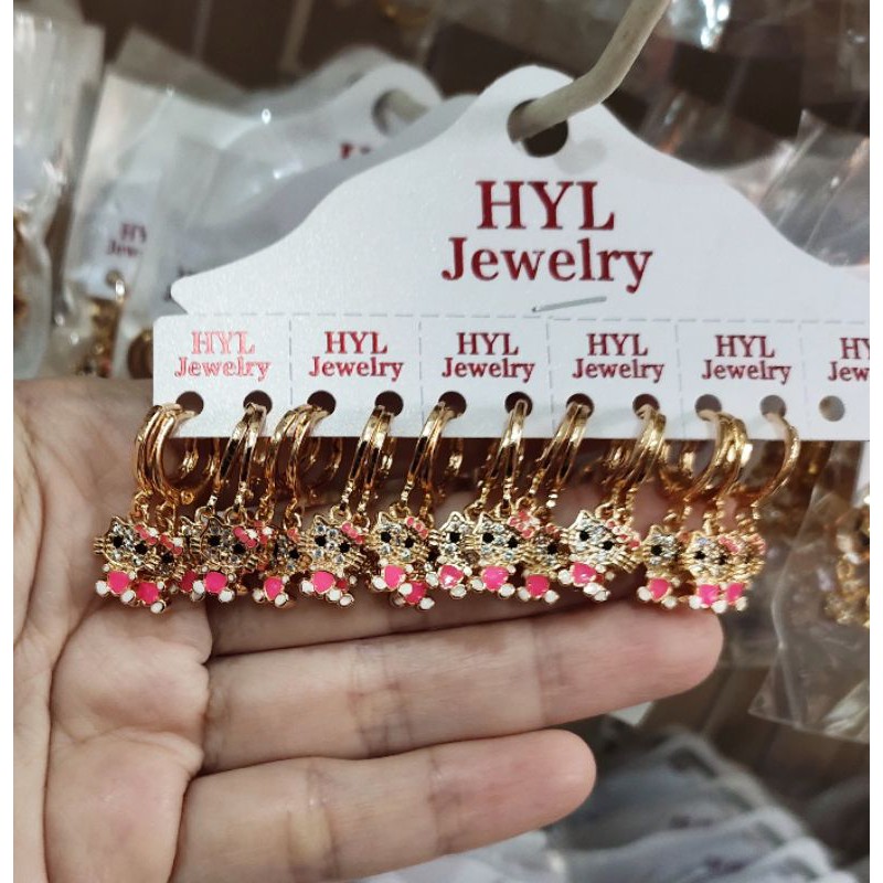 Fifi Fashion Anting Gantung Anak Lucu Pink kilau Model Perhiasan Lapis emas 28#