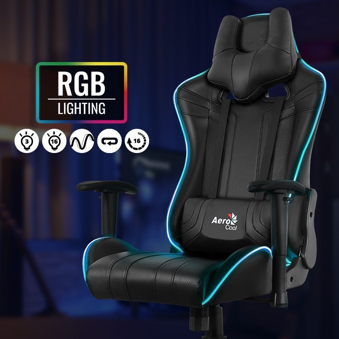 AeroCool AC120 AIR RGB Pro Gaming Chair - Kursi Gaming - Black