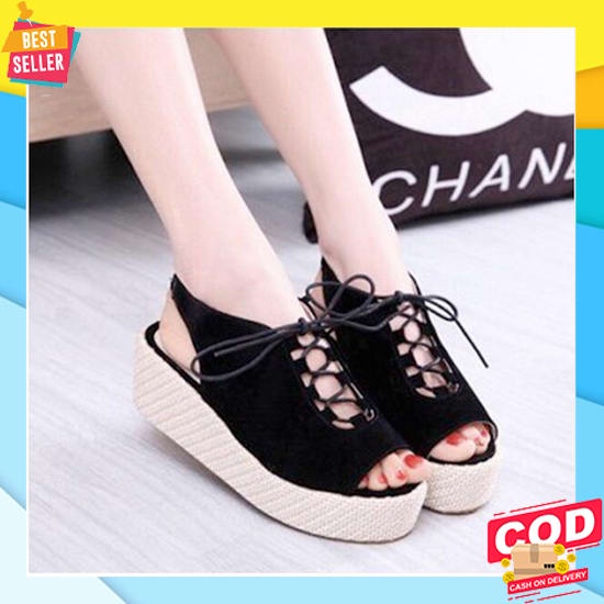 {Diskon} C-42 >> Sandal Wejes Wanita Elegan Weges Wadges Widges Wanita Sepatu Sandal Wedges Wanita