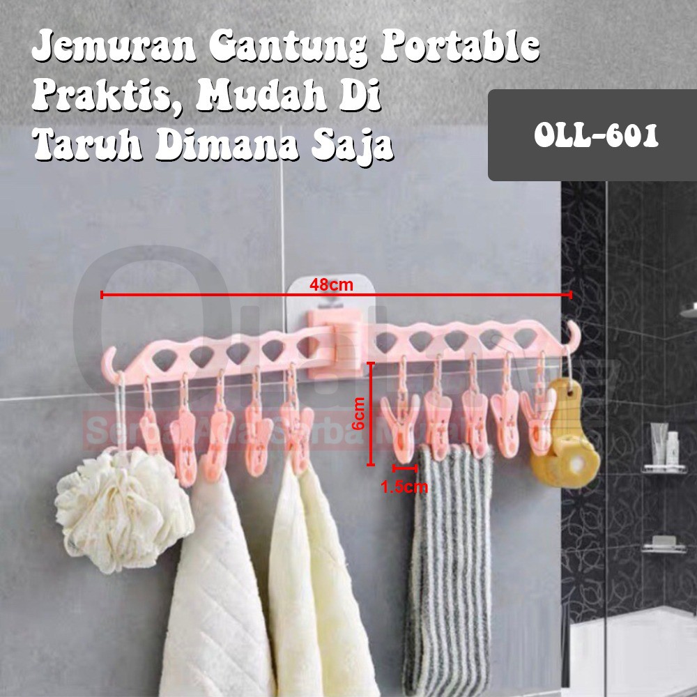 Gantungan Jemuran Tempel Wall Hanger 10 Jepit Baju Jemur Pakaian OLL-601