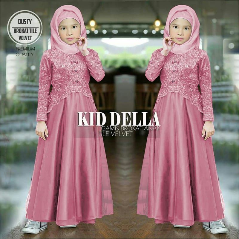 MAXI DELLA KID BROKAT MUTIARA/DRESS PARTY ANAK 4-6 tahun/  7-9 TAHUN