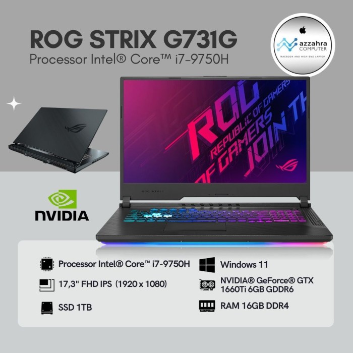 rog strix g731g   i7 9750h   ram 16gb   ssd 1tb   nvidia rtx 1060ti  