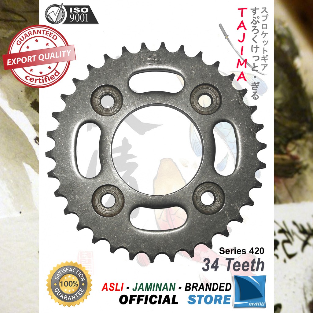 Gigi Tarik 30T ~ 45T HONDA Revo / Absolute / New / FI / Gir Belakang - Rear Sprocket Gear TAJIMA-420-34T