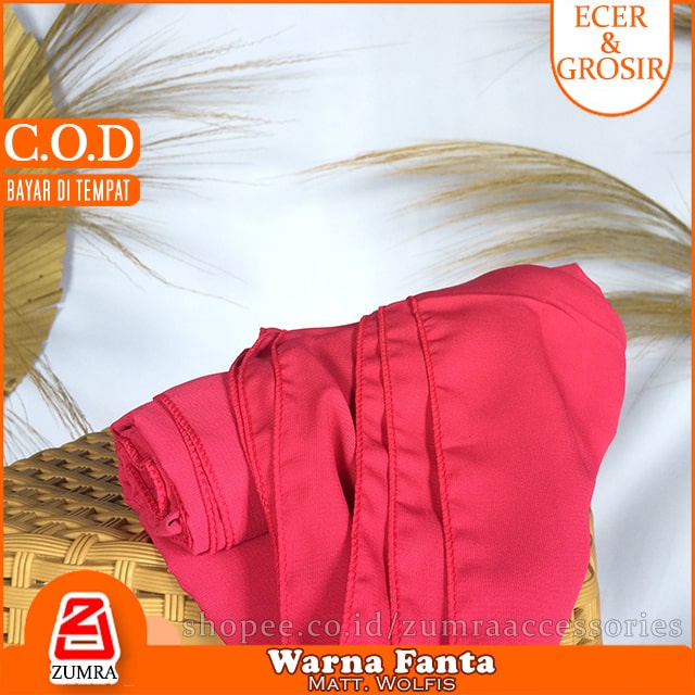 Pashmina Wolfis Super Jumbo 200 x 100 cm Pasmina Woolpeach Syari Premium Ala Malay Exclusive-Fanta