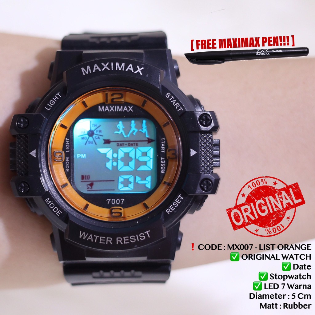 Jam tangan digital pria wanita FREE PUPLEN MAXIMAX model gshock LED watch MX7007