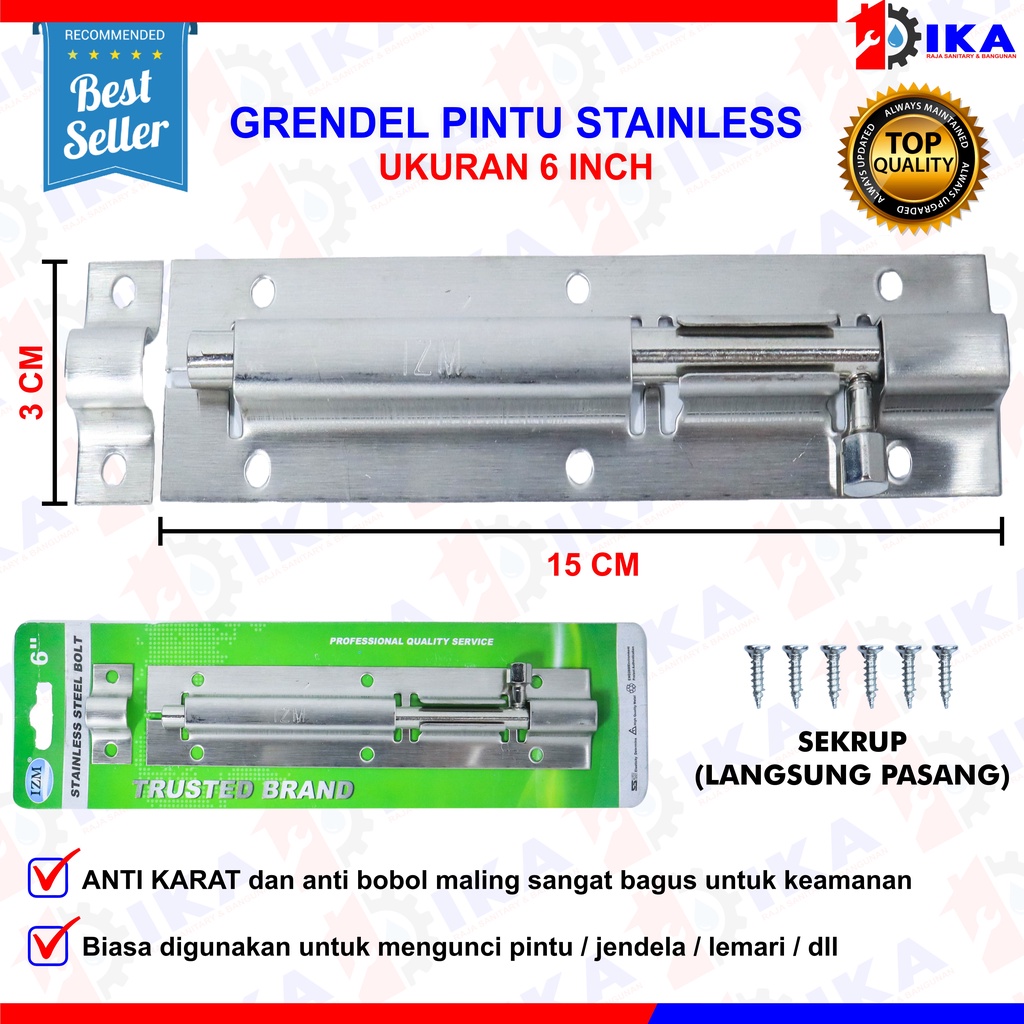 TERMURAH Grendel Stainless Stanlis Tebal Selot Pintu Selot Jendela Kunci Pintu Grende ANTI KARAT / Grendel Slot Pintu Jendela 1,5 inch, 2 inch, 3 inch, 4 inch, 5 inch / Grendel Pintu Stainless / Slot Jendela. / Slot Pintu Kuning 2&quot; l Jendela Plat Tebal Gr