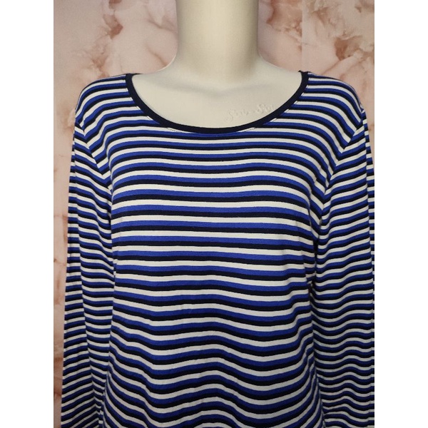 KAOS WANITA LENGAN PANJANG/KAOS SALUR GARIS/KAOS THRIFT/ATASAN WANITA/BLOUSE BERGARIS/BAJU ATASAN