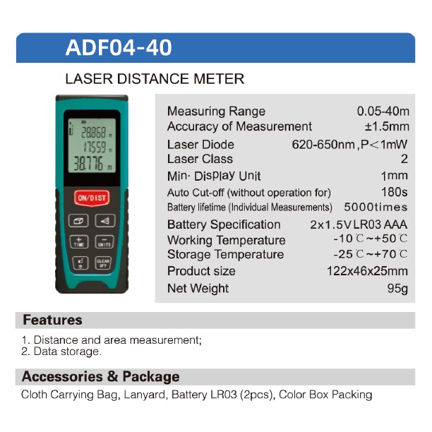 ADF03-40 - DCA 40 Meter Laser Distance Meter