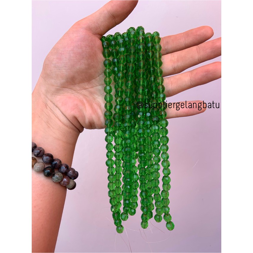 kristal bola dunia cutting 8mm Green quartz hijau kuarsa ceko bulat