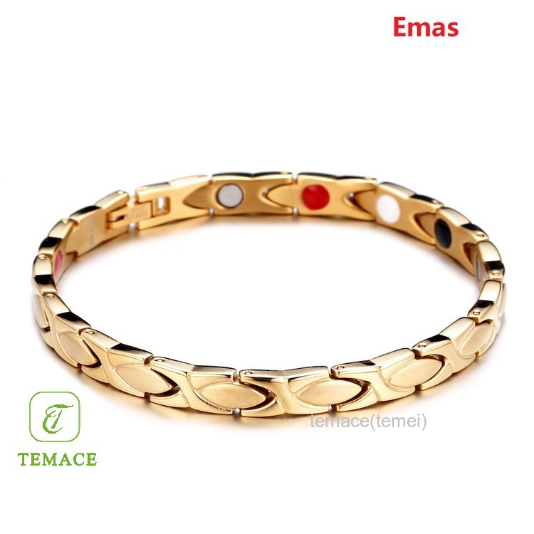 Gelang Titanium Anti Karat Kualitas Tinggi Warna Rose Gold 18K untuk Wanita g932210 #