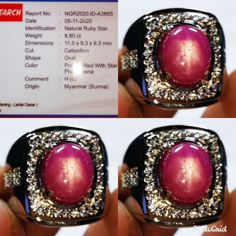 Natural Red Ruby Star Burma Fatkwa Antik + Memo Ngr Lab