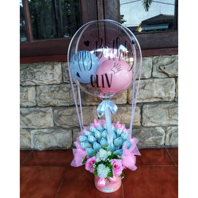 BUKET BUNGA TULIP /BUKET UANG BOX BALON/ UANG DOLLAR TEMA PUTIH KOREAN JARING