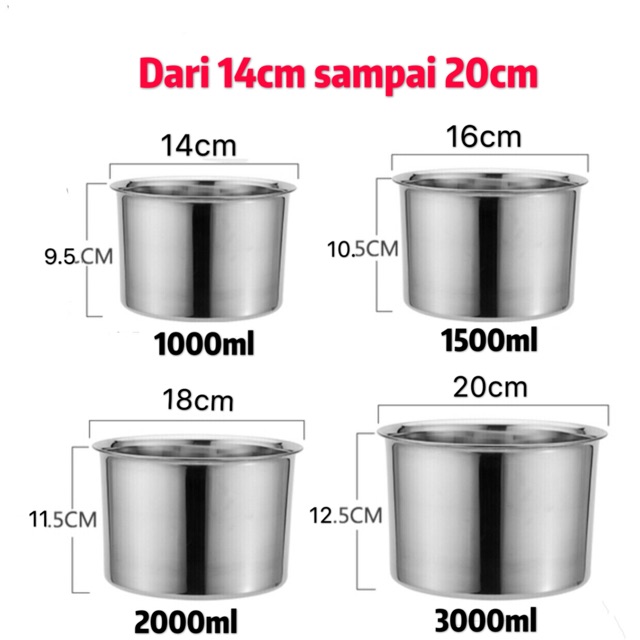 Baskom bumbu serbaguna tebal dan dalam plus tutup stainless steel