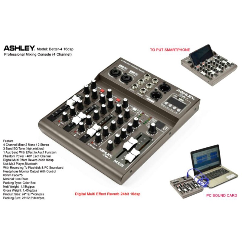 Mixer Ashley 4 channel Better-4 USB Original