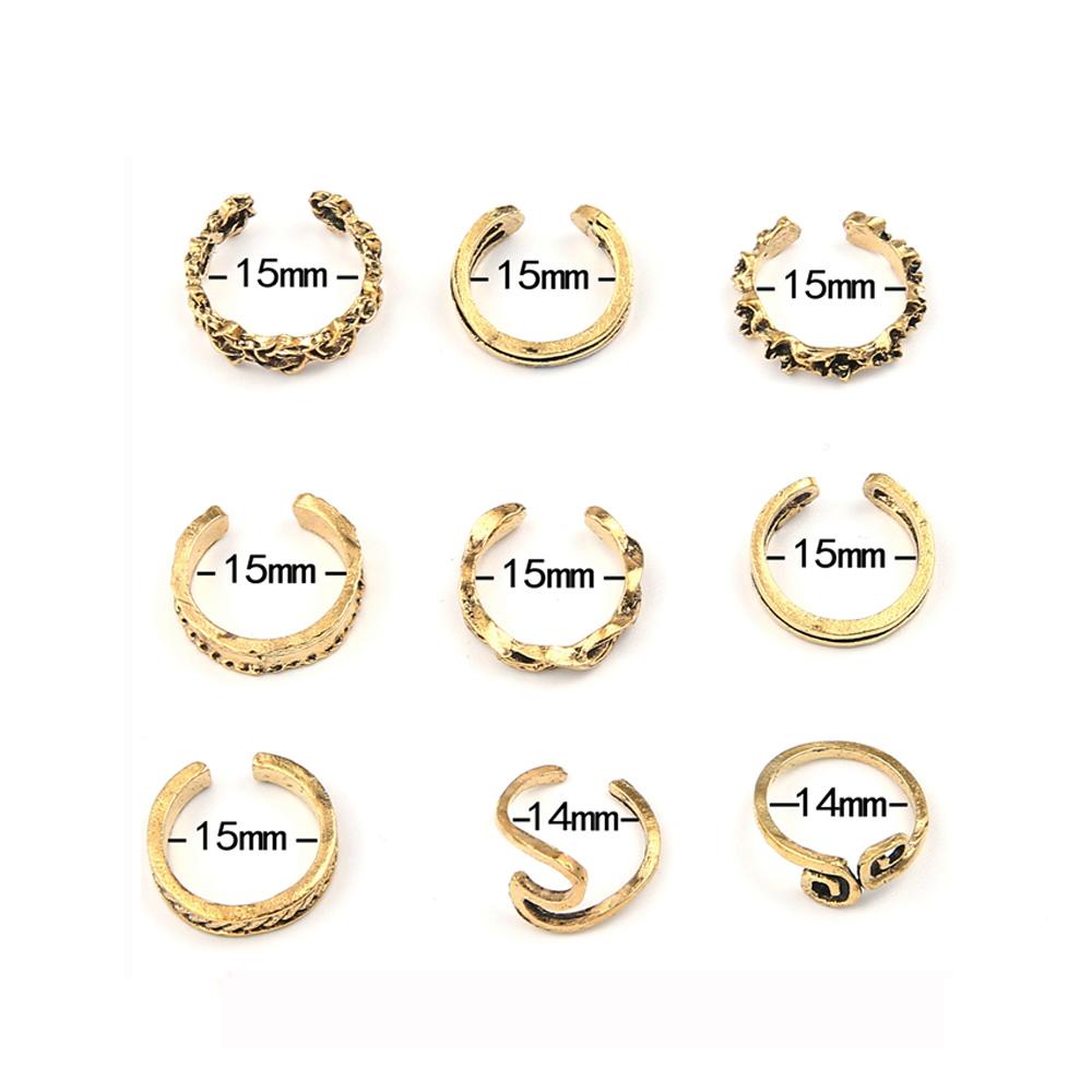 Preva 9PCS/Set Cincin Jari Kaki High Quality Ukir Perhiasan Kaki Unik