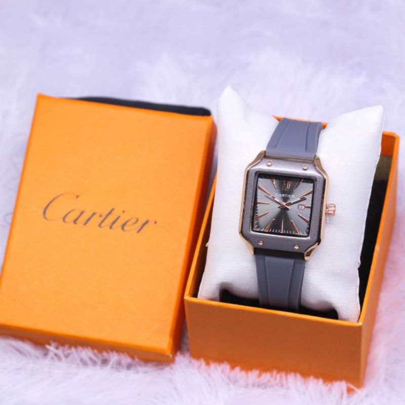 Jam Tangan Cartier Rubber Pria Wanita Terlaris Free Box Kasual