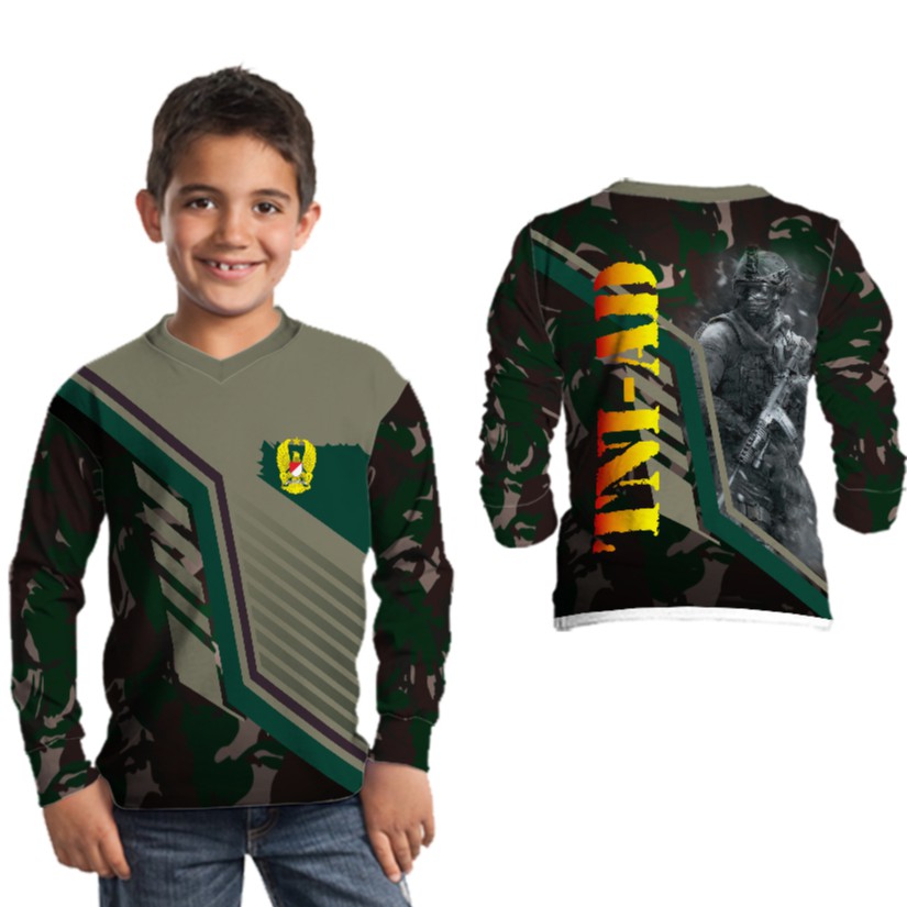 Baju TNI AD Kaos Jersey TENTARA Anak PRINTING Free Name