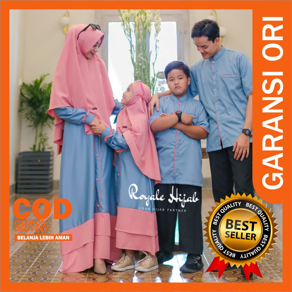 Baju Muslim Family Set Lebaran 2021 bahan katun adem ori Royale Hijab