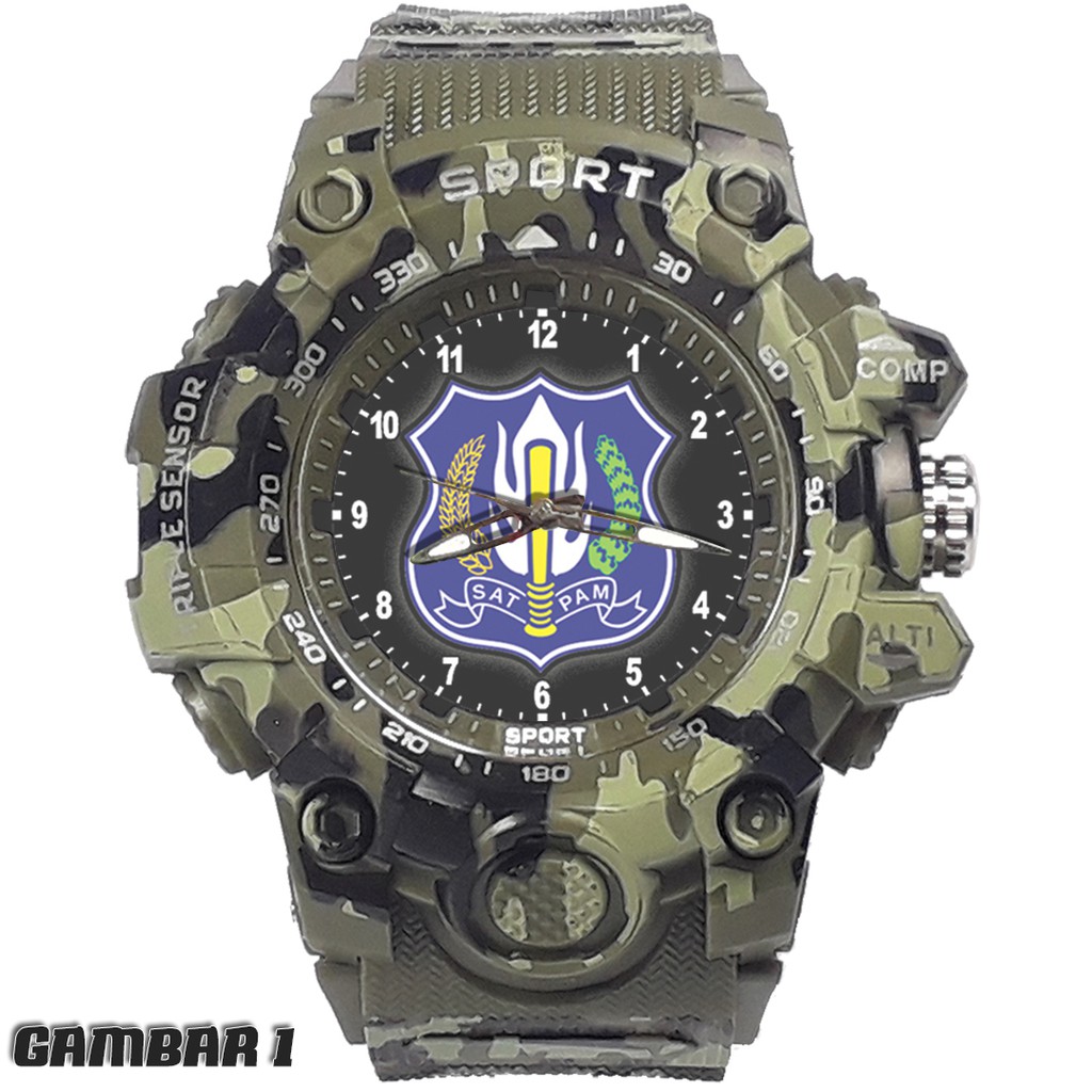 JAM TANGAN LOGO SATPAM STRAP ARMY